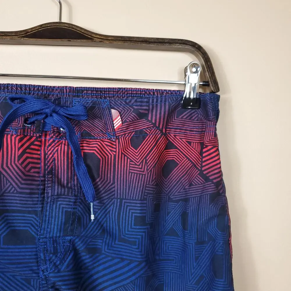 Adidas Swim Trunks Red Blue Adidas Spell Out Geometric Drawstring Cargo Men S - Picture 3 of 10